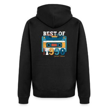 Cassette 34ème Anniversaire Août 1990 Millésime 1990 - Veste à capuche bio Premium Unisexe - noir - Dos - Nico (187cm)