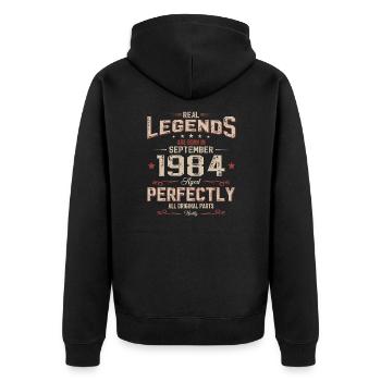 40th Birthday Original September 1984 Volume 84 - Unisex Premium Organic Zip Hoodie - black - Back - Nico (187cm)