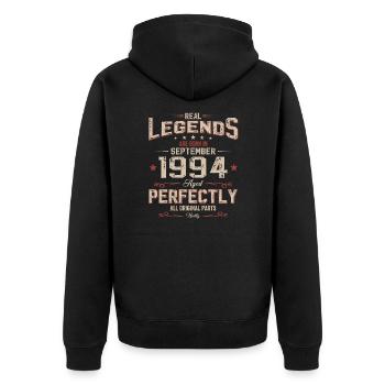 30. Geburtstag Original September 1994 Jahrgang 94 - Unisex Premium Bio Zip Hoodie - Schwarz - Hinten - Nico (187cm)