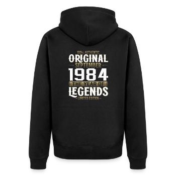 40ème Anniversaire Millésime Septembre 1984 Cru 84 - Veste à capuche bio Premium Unisexe - noir - Dos - Nico (187cm)