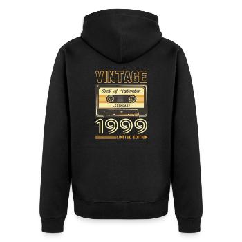 Cassette du 25e anniversaire septembre 1999 millésime 99 - Veste à capuche bio Premium Unisexe - noir - Dos - Nico (187cm)