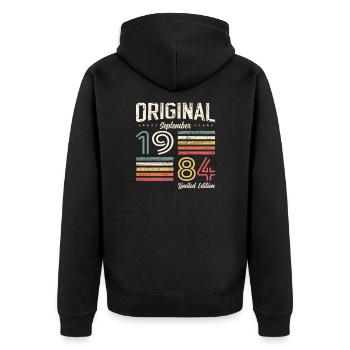 40ème Anniversaire Millésime Septembre 1984 Cru 84 - Veste à capuche bio Premium Unisexe - noir - Dos - Nico (187cm)