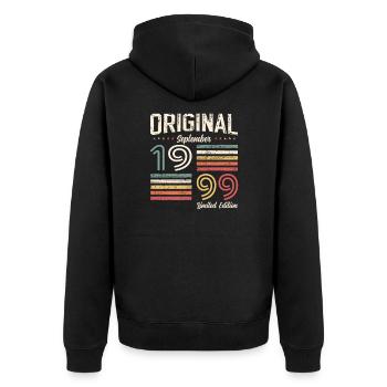 25ème Anniversaire Millésime Septembre 1999 Cru 99 - Veste à capuche bio Premium Unisexe - noir - Dos - Nico (187cm)
