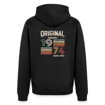 50th Birthday Legend September 1974 Volume 74 - Unisex Premium Organic Zip Hoodie - black - Back - Nico (187cm)