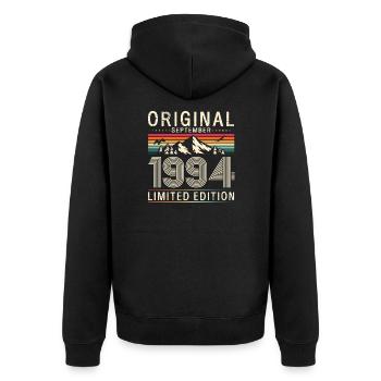 30. Geburtstag Legende September 1994 Jahrgang 94 - Unisex Premium Bio Zip Hoodie - Schwarz - Hinten - Nico (187cm)
