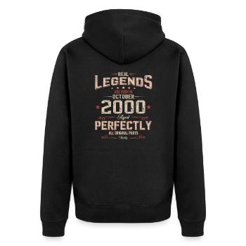 24. Geburtstag Legende Oktober 2000 Jahrgang - Unisex Premium Bio Zip Hoodie - Schwarz - Hinten - Nico (187cm)