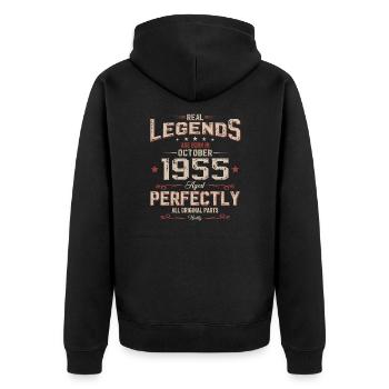 70. Geburtstag Legende Oktober 1955 Jahrgang 55 - Unisex Premium Bio Zip Hoodie - Schwarz - Hinten - Nico (187cm)