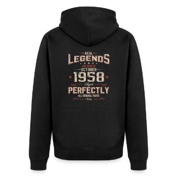 66e anniversaire Légende Octobre 1958 Volume 58 - Veste à capuche bio Premium Unisexe - noir - Dos - Nico (187cm)
