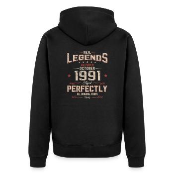 33e anniversaire Légende Octobre 1991 Né en 1991 - Veste à capuche bio Premium Unisexe - noir - Dos - Nico (187cm)