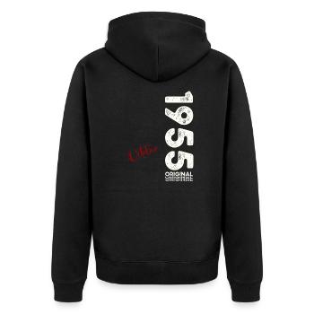 70. Geburtstag Legende Oktober 1955 Jahrgang 55 - Unisex Premium Bio Zip Hoodie - Schwarz - Hinten - Nico (187cm)