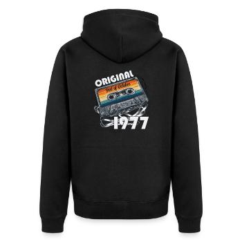 47ème Anniversaire Millésime Octobre 1977 Cassette 1977 - Veste à capuche bio Premium Unisexe - noir - Dos - Nico (187cm)