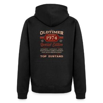 50th Birthday Classic Car November 1974 Vintage 74 - Unisex Premium Organic Zip Hoodie - black - Back - Nico (187cm)