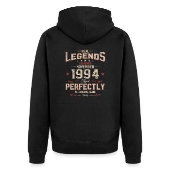 30. Geburtstag Original November 1994 Jahrgang 94 - Unisex Premium Bio Zip Hoodie - Schwarz - Hinten - Nico (187cm)