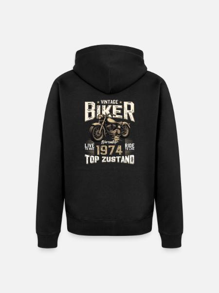 50-års fødselsdag Motorcyklist november 1974 Motorcyklist - Premium økologisk unisex-hættejakke - sort
