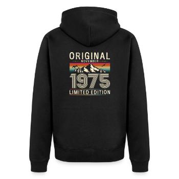 50th Birthday Original November 1975 Volume 75 - Unisex Premium Organic Zip Hoodie - black - Back - Nico (187cm)