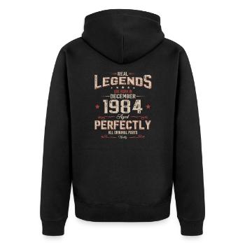 40e anniversaire Légende Décembre 1984 Volume 84 - Veste à capuche bio Premium Unisexe - noir - Dos - Nico (187cm)