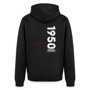 75th Birthday Original December 1950 Volume 50 - Unisex Premium Organic Zip Hoodie - black - Back - Nico (187cm)