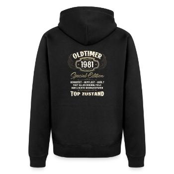 44th Birthday Classic Car January 1981 Vintage 81 - Unisex Premium Organic Zip Hoodie - black - Back - Nico (187cm)