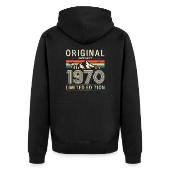 55th Birthday Vintage January 1970 Cassette 1970 - Unisex Premium Organic Zip Hoodie - black - Back - Nico (187cm)