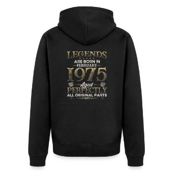 50th Birthday Original February 1975 Volume 75 - Unisex Premium Organic Zip Hoodie - black - Back - Nico (187cm)