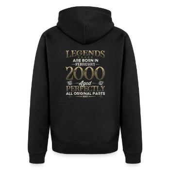 25ème Anniversaire Original Février Millésime 2000 - Veste à capuche bio Premium Unisexe - noir - Dos - Nico (187cm)