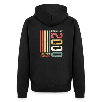 25ème anniversaire cadeau mari Original février 2000 - Veste à capuche bio Premium Unisexe - noir - Dos - Nico (187cm)