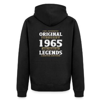 60. Geburtstag Geschenk Mann Original Februar 1965 - Unisex Premium Bio Zip Hoodie - Schwarz - Hinten - Nico (187cm)