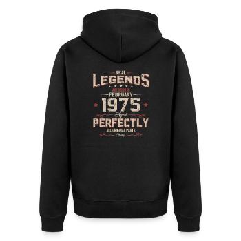 50th Birthday Gift Husband Original February 1975 - Unisex Premium Organic Zip Hoodie - black - Back - Nico (187cm)