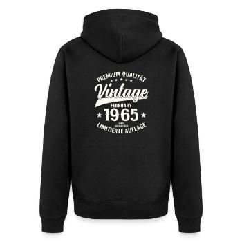 60th Birthday Gift Man Legend February 1965 - Unisex Premium Organic Zip Hoodie - black - Back - Nico (187cm)