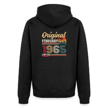 60th Birthday Gift Husband Original February 1965 - Unisex Premium Organic Zip Hoodie - black - Back - Nico (187cm)