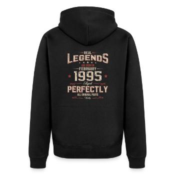30. Geburtstag Geschenk Mann Original Februar 1995 - Unisex Premium Bio Zip Hoodie - Schwarz - Hinten - Nico (187cm)