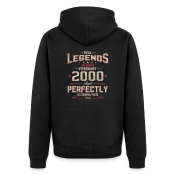 25ème anniversaire cadeau mari Original février 2000 - Veste à capuche bio Premium Unisexe - noir - Dos - Nico (187cm)