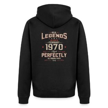 55ème anniversaire cadeau mari Original février 1970 - Veste à capuche bio Premium Unisexe - noir - Dos - Nico (187cm)