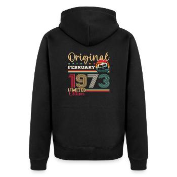 52ème anniversaire cadeau mari Original février 1973 - Veste à capuche bio Premium Unisexe - noir - Dos - Nico (187cm)