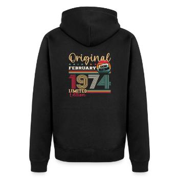 51ème anniversaire cadeau mari Original février 1974 - Veste à capuche bio Premium Unisexe - noir - Dos - Nico (187cm)