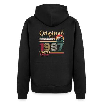 Cadeau d'anniversaire 38 ans Homme Original Février 1987 - Veste à capuche bio Premium Unisexe - noir - Dos - Nico (187cm)