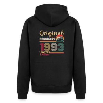 Cadeau d'anniversaire 32 ans Homme Original Février 1993 - Veste à capuche bio Premium Unisexe - noir - Dos - Nico (187cm)