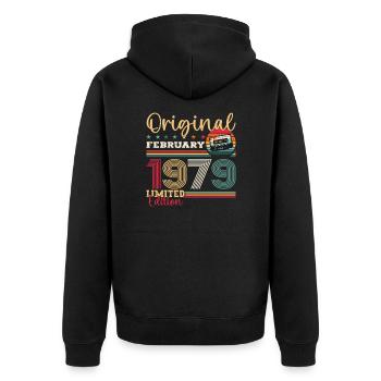 46ème anniversaire cadeau mari Original février 1979 - Veste à capuche bio Premium Unisexe - noir - Dos - Nico (187cm)