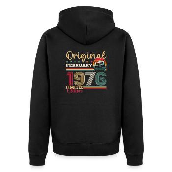 Cadeau d'anniversaire 49 ans Homme Original Février 1976 - Veste à capuche bio Premium Unisexe - noir - Dos - Nico (187cm)