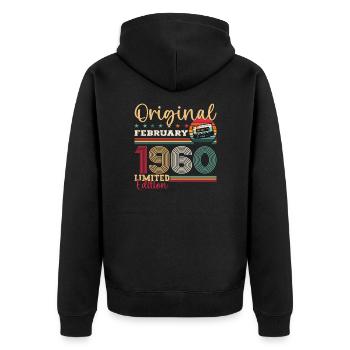 Cadeau d'anniversaire 65 ans Homme Original Février 1960 - Veste à capuche bio Premium Unisexe - noir - Dos - Nico (187cm)