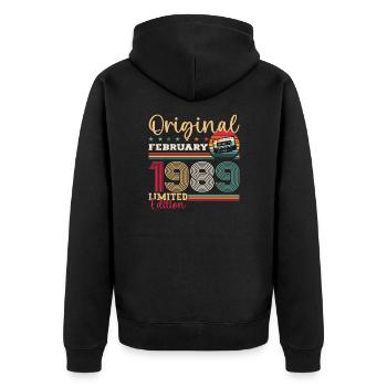 Cadeau d'anniversaire 36 ans Homme Original Février 1989 - Veste à capuche bio Premium Unisexe - noir - Dos - Nico (187cm)