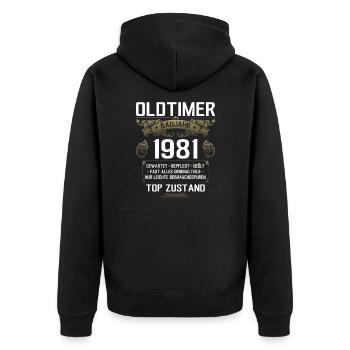 44th Birthday Classic Car Year 1981 - Unisex Premium Organic Zip Hoodie - black - Back - Nico (187cm)
