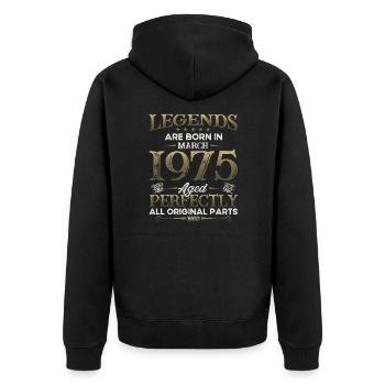 50th Birthday Gift Husband Original March 1975 - Unisex Premium Organic Zip Hoodie - black - Back - Nico (187cm)