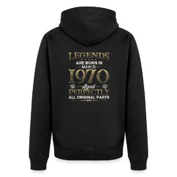 55th Birthday Gift Husband Original March 1970 - Unisex Premium Organic Zip Hoodie - black - Back - Nico (187cm)