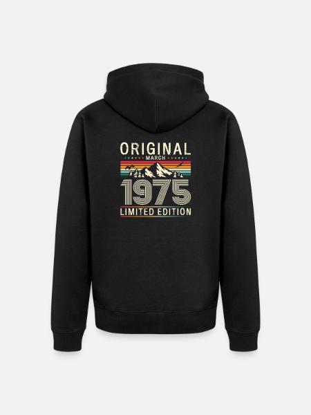 Regalo de cumpleaños 50 esposo original marzo de 1975 - Chaqueta con capucha prémium ecológica unisex - negro