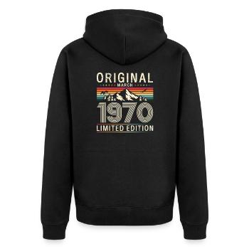 55ème anniversaire cadeau mari Original mars 1970 - Veste à capuche bio Premium Unisexe - noir - Dos - Nico (187cm)