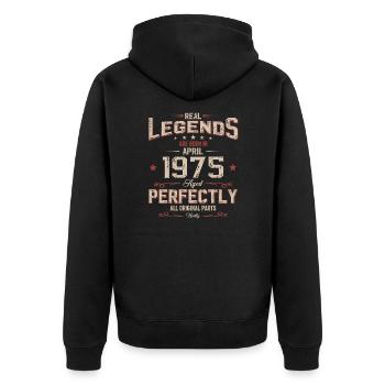 50th Birthday Gift Husband Original April 1975 - Unisex Premium Organic Zip Hoodie - black - Back - Nico (187cm)