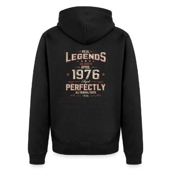 50th Birthday Gift Husband Original April 1976 - Unisex Premium Organic Zip Hoodie - black - Back - Nico (187cm)