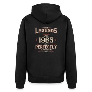 60. Geburtstag Geschenk Mann Vintage April 1965 - Unisex Premium Bio Zip Hoodie - Schwarz - Hinten - Nico (187cm)
