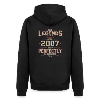 18. Geburtstag Geschenk Mann Vintage April 2007 - Unisex Premium Bio Zip Hoodie - Schwarz - Hinten - Nico (187cm)